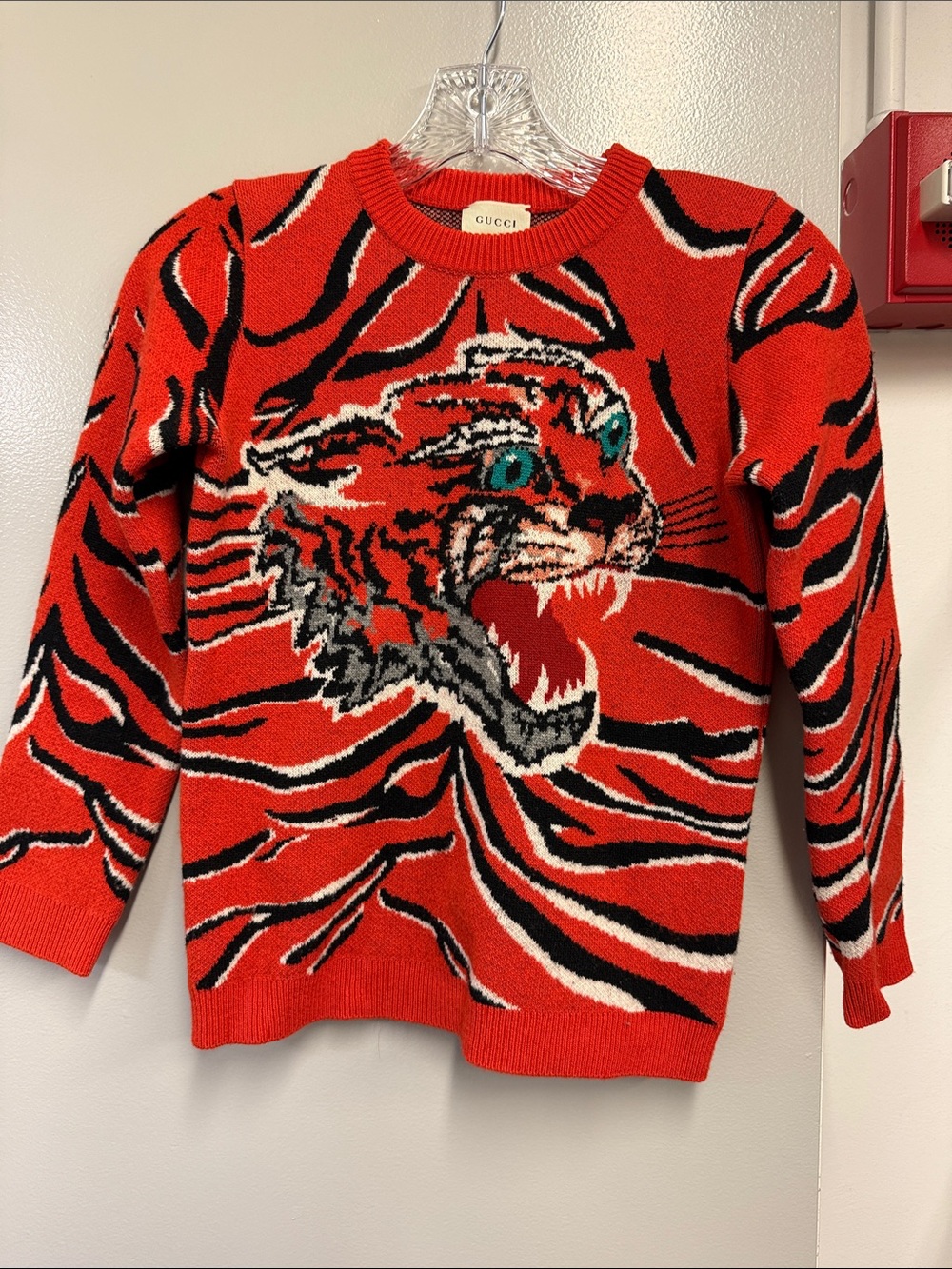 Gucci by Alessandro Michelle burnt orange Tiger Intarsia Knit Sweater